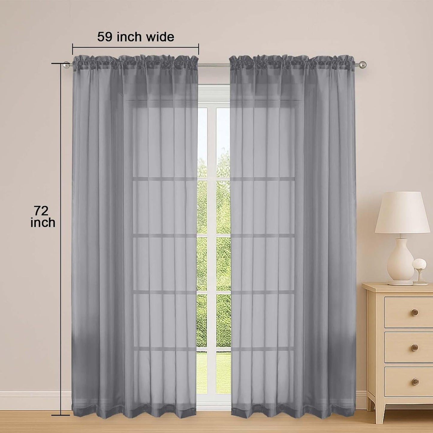 OWENIE Sheer Curtains 84 inches Long 2 Panels Set for Living Room/Bedroom, Rod Pocket Voile Sheer Panel Drapes, White, 2pcs, Each 42" W x 84" L - Colors A