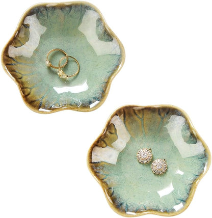 JAMEND CLXP Lotus Leaf Shape Decorative Ring Tray, Small Key Bowl, Ceramic Trinket Tray Jewelry Dish Organizing Necklace Earrings, Home Decoration for Mom Best Friend Sister, Pink.