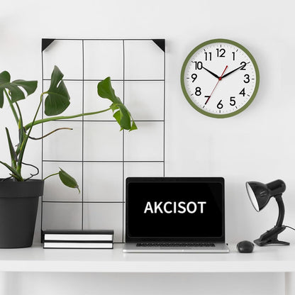 AKCISOT Wall Clock, Modern Small Wall Clocks Battery Operated 8 Inch, Silent Non-Ticking Analog Classic for Office, Home, Bathroom, Kitchen, Bedroom, School(Black)