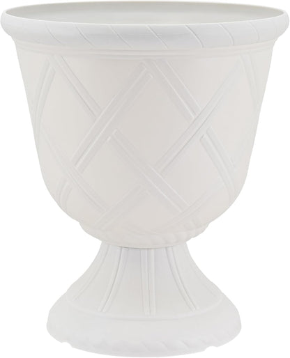 Arcadia Garden Products PL60GD Lattice Plastic Garden Urn, Classic Decorative Garden Pot Planter for Indoor and Outdoor Plants, Gold