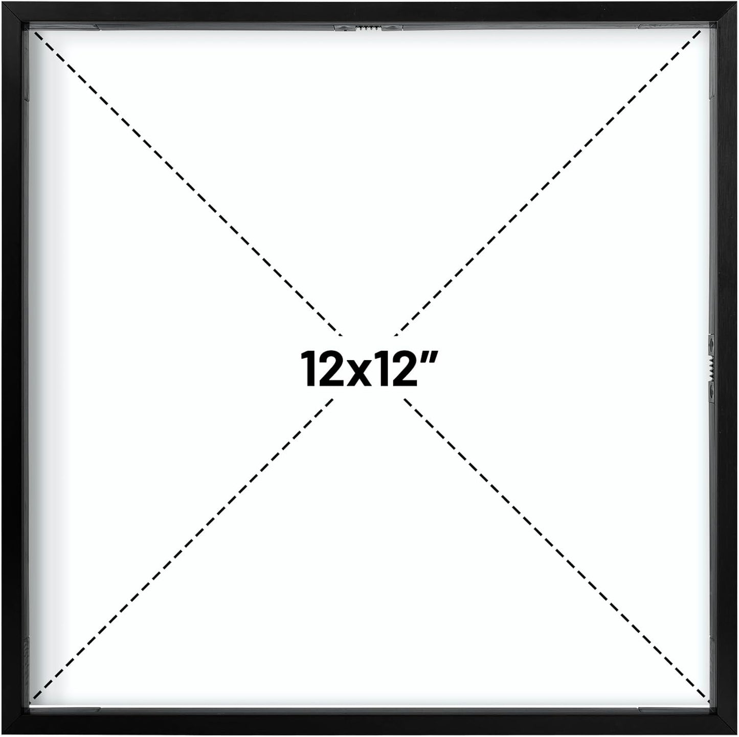 Frametory, Floating Picture Frame 12x16 - Black Aluminum Metal Photo Frame - Real Glass of Front - for Wall Mount Display