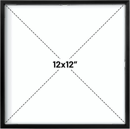 Frametory, Floating Picture Frame 12x16 - Black Aluminum Metal Photo Frame - Real Glass of Front - for Wall Mount Display