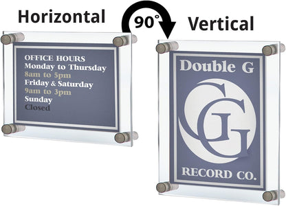 Azar Displays,105536, Floating Acrylic Wall Frame with Silver Hardware Stand Off Caps, Clear Hanging Photo Frame Display Mount with Frameless Border, Glass-Like Frame for Large Prints, 24" x 36"