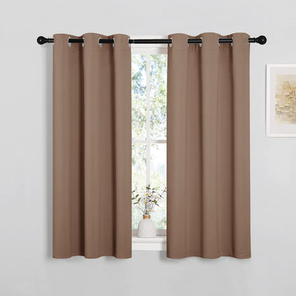 NICETOWN Halloween Pitch Black Solid Thermal Insulated Grommet Blackout Curtains/Drapes for Bedroom Window (2 Panels, 42 inches Wide by 63 inches Long, Black) - Colors D