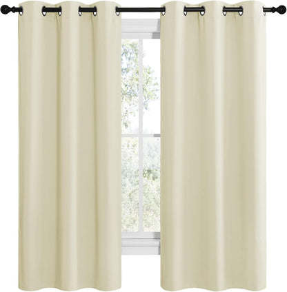 NICETOWN Halloween Pitch Black Solid Thermal Insulated Grommet Blackout Curtains/Drapes for Bedroom Window (2 Panels, 42 inches Wide by 63 inches Long, Black) - Colors C
