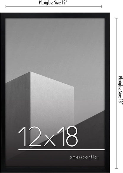 Americanflat 24x36 Poster Frame with Polished Plexiglass - Streamline Collection - Thin Border Picture Frame for Wall Display - Hanging Hardware Included - Black - Colors B