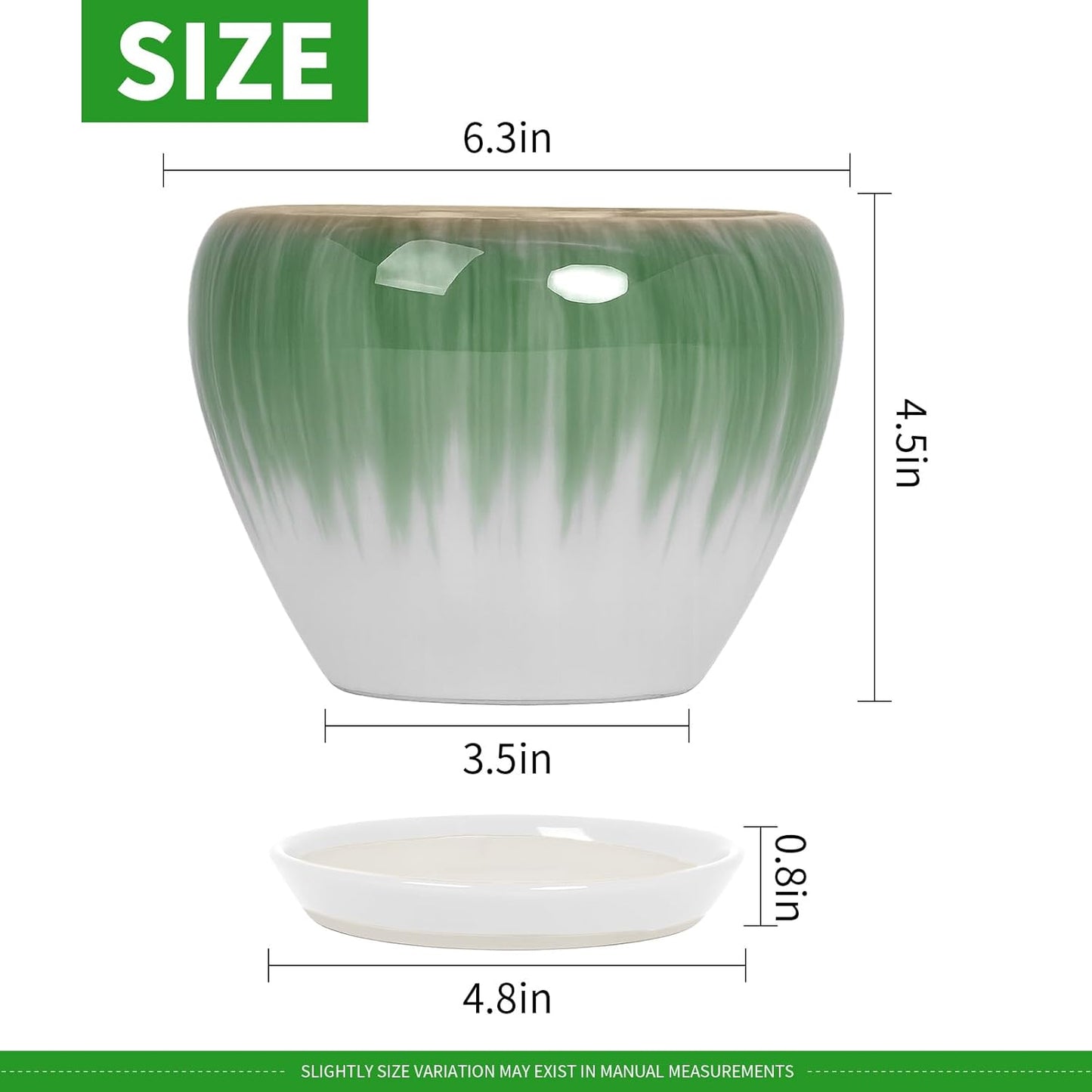 Deep Dream 6 Inch Plant Pots- Ceramic Planter Pot with Drainage Hole and Saucer, Round Flower Pot for Indoor Outdoor Succulent, Snake Plants and Cactus, Blue
