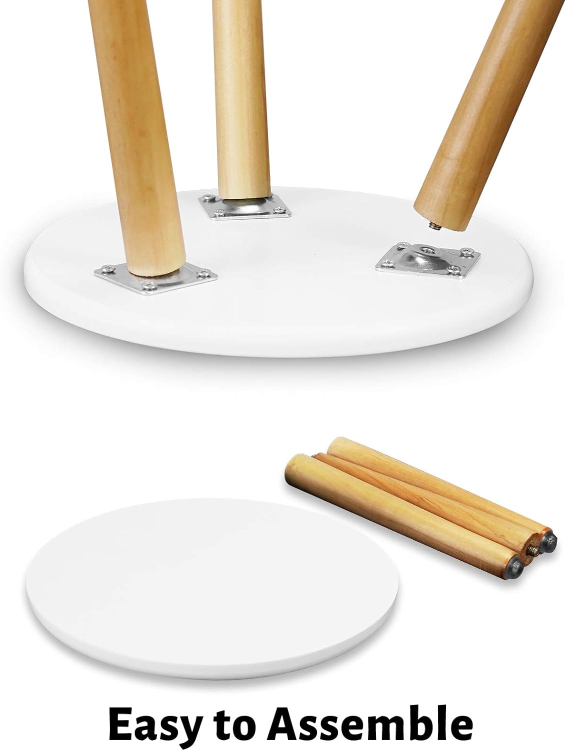 Uneedem Wood Mid Century Plant Stand for Indoor Plants, Modern Table, Tall Holder for Flower Pots, Small Round Side/End Table(A2 White, High: 16.5")
