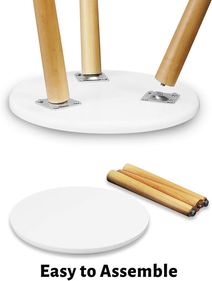 Uneedem Wood Mid Century Plant Stand for Indoor Plants, Modern Table, Tall Holder for Flower Pots, Small Round Side/End Table(A2 White, High: 16.5")