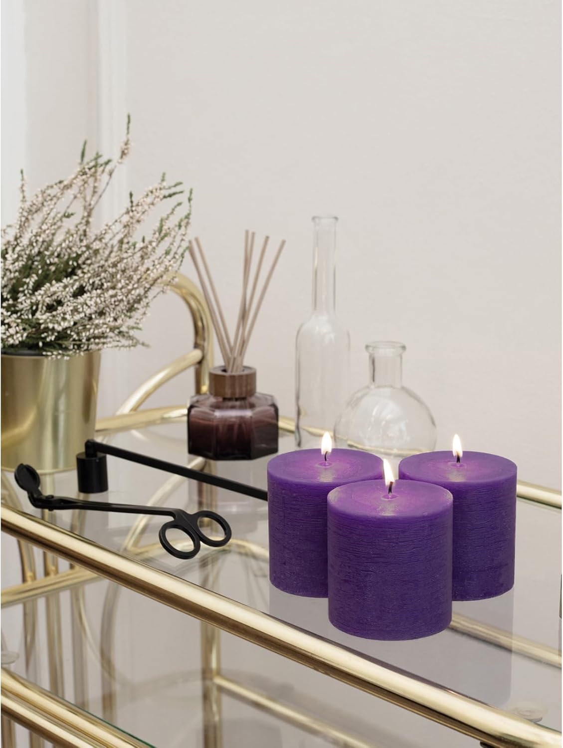 CANDWAX 3x4 inch Pillar Candles Set of 3 – Unscented Dripless Rustic Dark Blue Candles for Room Decor, Weddings, Centerpieces