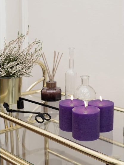 CANDWAX 3x4 inch Pillar Candles Set of 3 – Unscented Dripless Rustic Dark Blue Candles for Room Decor, Weddings, Centerpieces