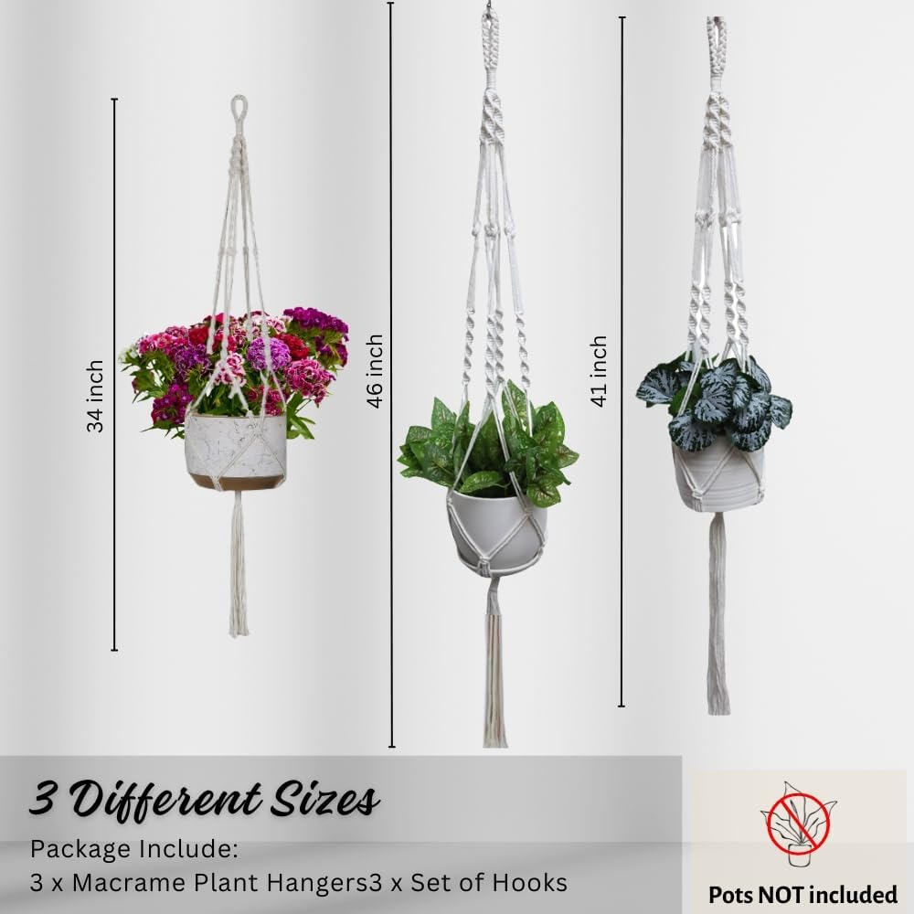 feedee Macrame Plant Hangers Indoor Macrame Hanging Planters for Indoor Plants, 6 Pack Hanging Plant Holders Indoor Hanging, Macromay Plant Hangers for Indoor Plant Hanger, Outdoor Flower Pots Holder