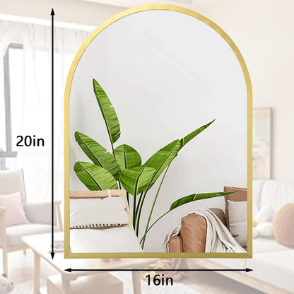 Black Arched Wall Mirror Aluminum Alloy Frame Bathroom Mirror Brushed Metal Vanity Wall Mounted Mirror for LivingRoom Bedroom Entryway Room Home Decor 16"x12"