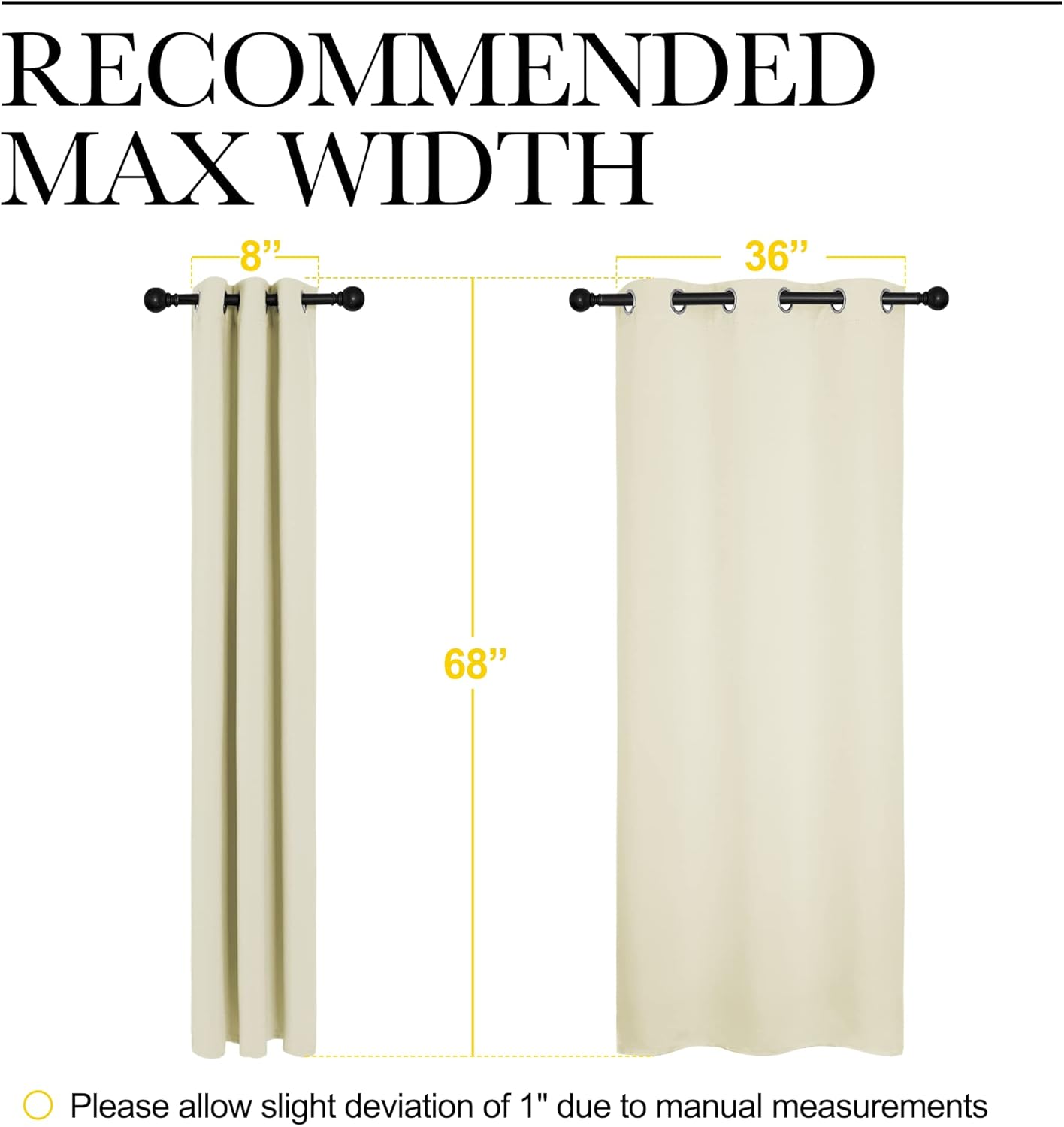 NICETOWN Halloween Pitch Black Solid Thermal Insulated Grommet Blackout Curtains/Drapes for Bedroom Window (2 Panels, 42 inches Wide by 63 inches Long, Black) - Colors C