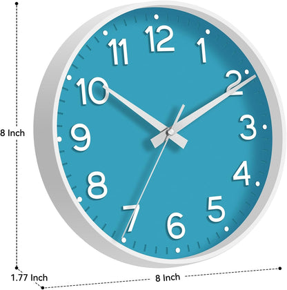 Roymnie Wall Clock Green, Silent Wall Clocks Battery Operated 8 Inch-Modern Non Ticking Analog Clock Decorative for Kitchen Office Bathroom Bedroom(Gold)