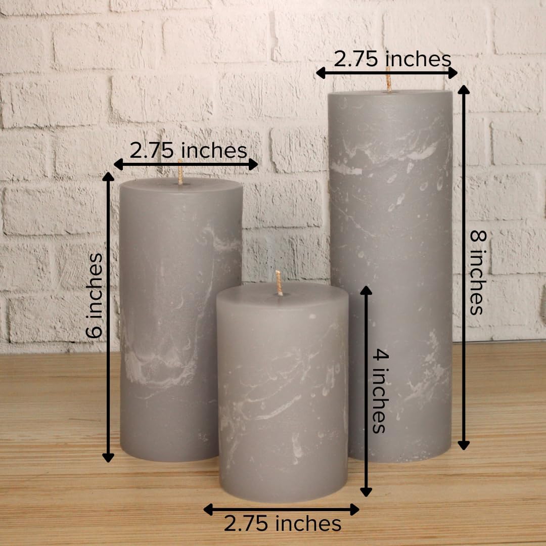 Simply Soson 3x6 inch Ivory Pillar Candles Set of 3, Rustic Texture, Unscented Ivory Candles, Dripless Candles, 3 inch Pillar Candles Ideal as Wedding, Parties, Spas, Dinner, Home Decoration, Church