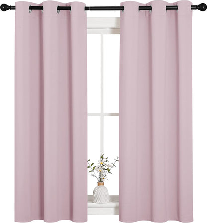 NICETOWN Halloween Pitch Black Solid Thermal Insulated Grommet Blackout Curtains/Drapes for Bedroom Window (2 Panels, 42 inches Wide by 63 inches Long, Black) - Colors B