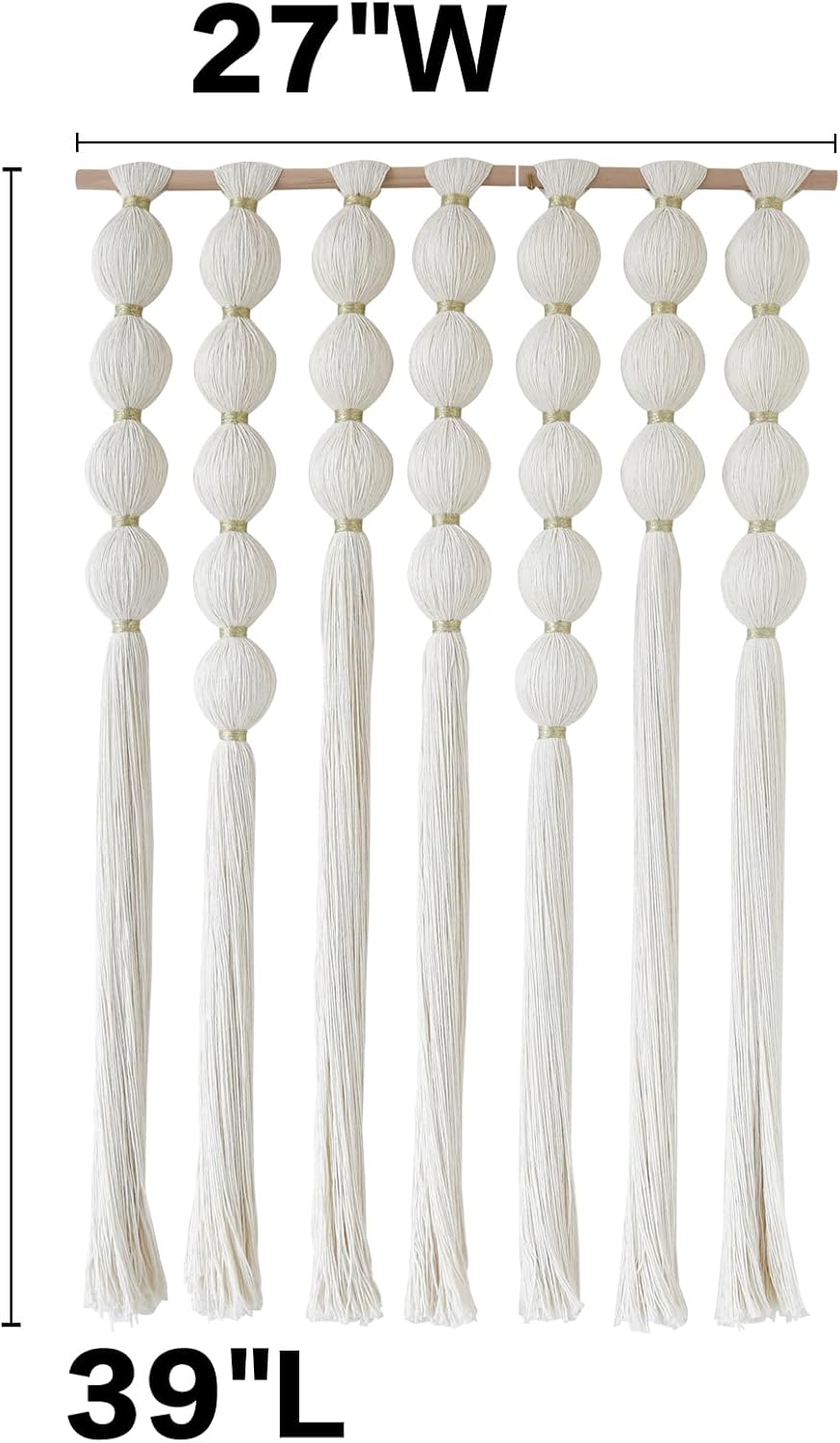 IOWER Macrame Wall Hanging 27" W x 31" L Boho Wall Decor Sphericity Cotton Textile Wall Hanging Art Fiber Yarn Art Handmade Detachable Assembly
