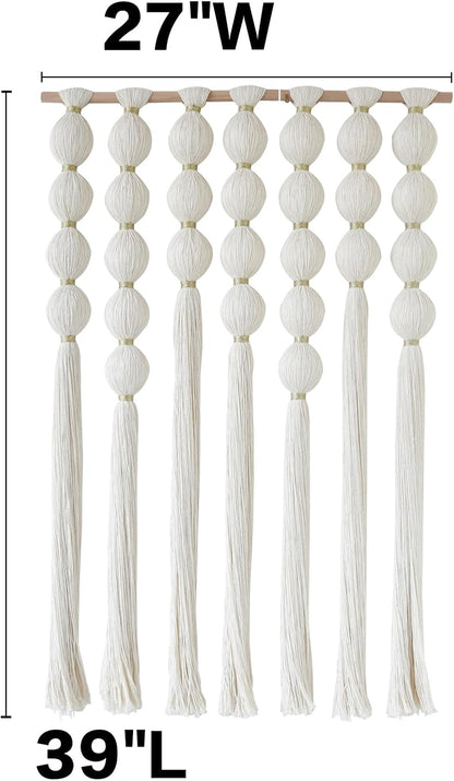 IOWER Macrame Wall Hanging 27" W x 31" L Boho Wall Decor Sphericity Cotton Textile Wall Hanging Art Fiber Yarn Art Handmade Detachable Assembly