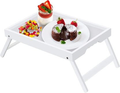 Artmeer Bed Tray Table with Folding Legs,Bamboo Breakfast in Bed for TV Table, Laptop Computer Tray,Eating,Snack Tray(Bamboo)