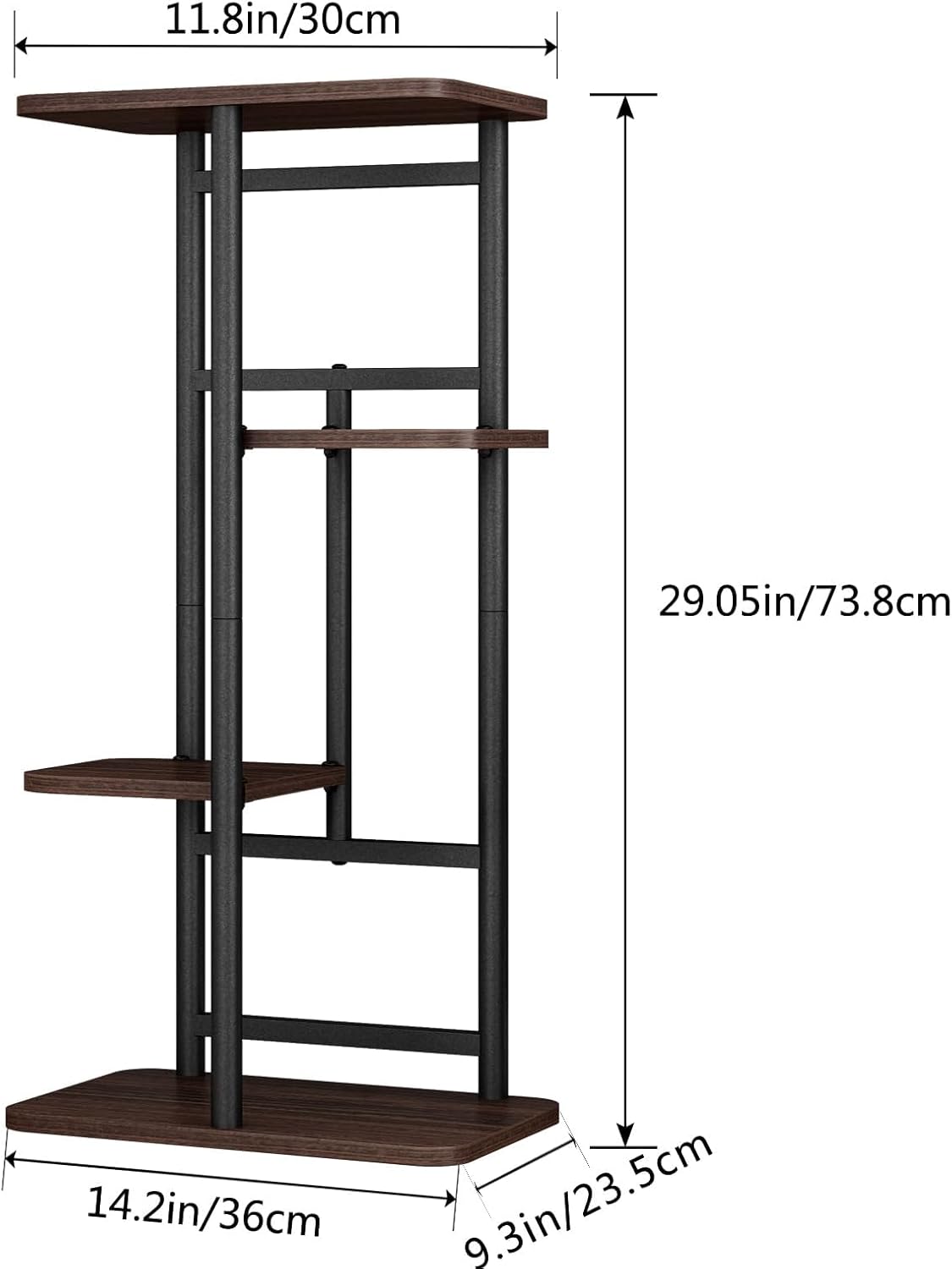 LINZINAR Plant Stand Indoor 4 Tier 5 Potted Multiple Plant Shelf Stands for Garden Corner Balcony Living Room Black