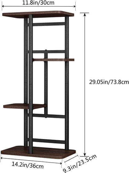 LINZINAR Plant Stand Indoor 4 Tier 5 Potted Multiple Plant Shelf Stands for Garden Corner Balcony Living Room Black