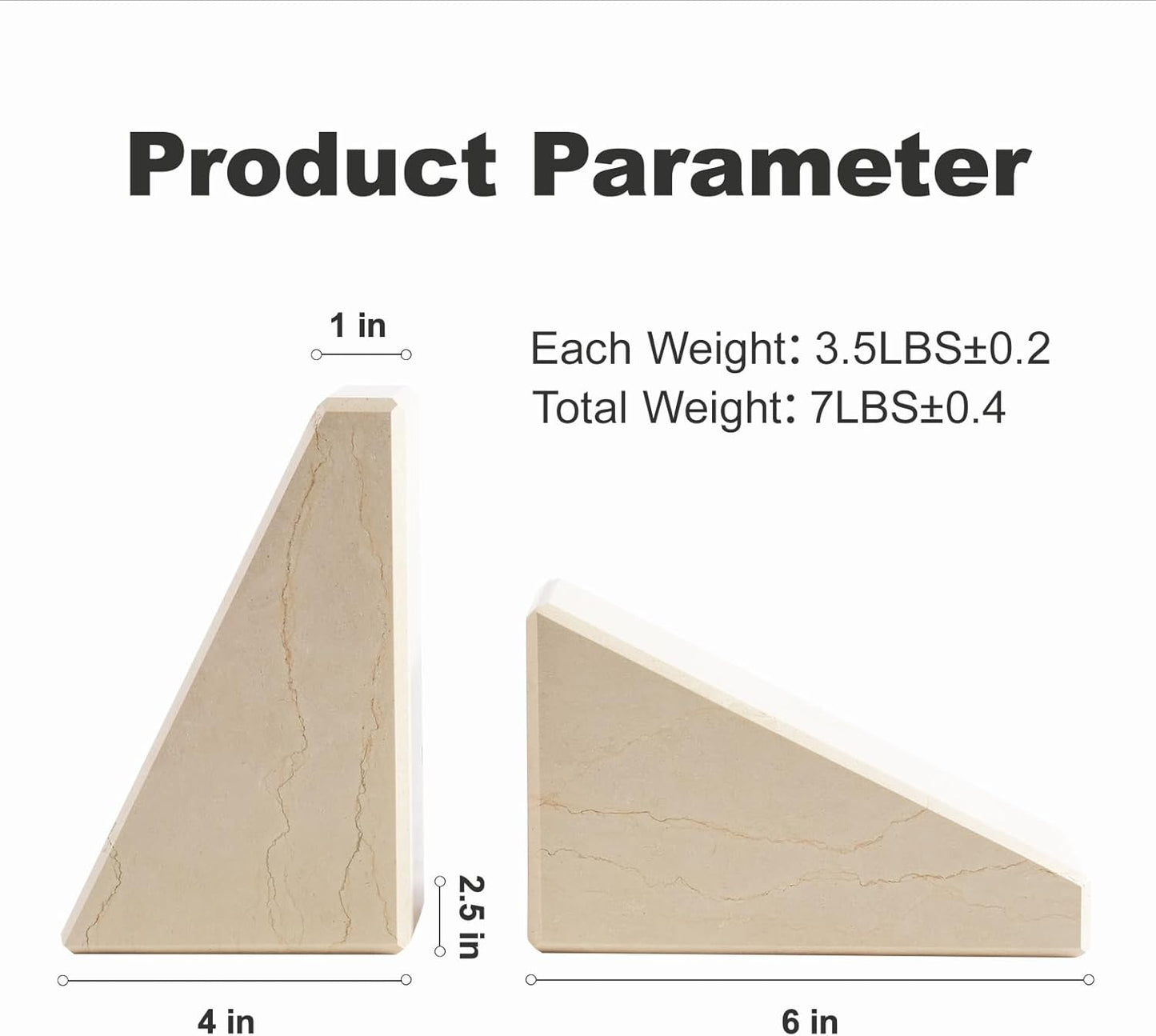 Karibiber Travertine Bookends for Heavy Books, Marble Decorative Bookends for Shelves, Heavy-Duty Stone Book Ends for Hardback Book & Cookbooks, Unique Book Stopper & Holder, Travertino Italy