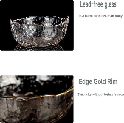 Glass Salad Bowl Irregular Lotus Flower Shape Serving Bowls, Mixing Nut Bowls for Kitchen Fruist, Snack, Dessert, and Ice Cream Candy Dishes (Crystal Gradient Pink, 6.5")