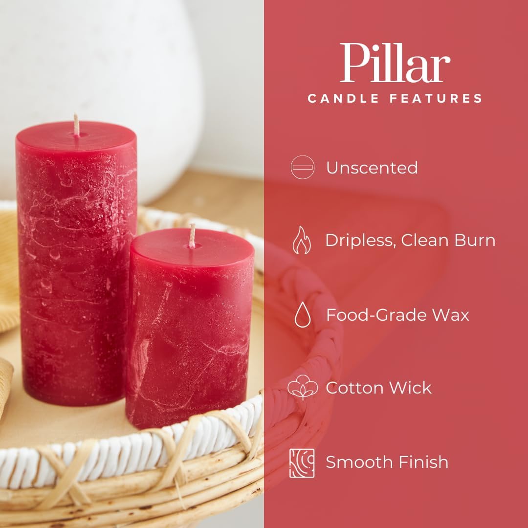 Simply Soson 3x6 inch Ivory Pillar Candles Set of 3, Rustic Texture, Unscented Ivory Candles, Dripless Candles, 3 inch Pillar Candles Ideal as Wedding, Parties, Spas, Dinner, Home Decoration, Church