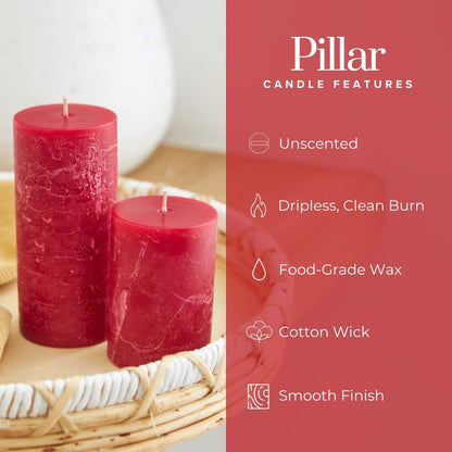 Simply Soson 3x6 inch Ivory Pillar Candles Set of 3, Rustic Texture, Unscented Ivory Candles, Dripless Candles, 3 inch Pillar Candles Ideal as Wedding, Parties, Spas, Dinner, Home Decoration, Church