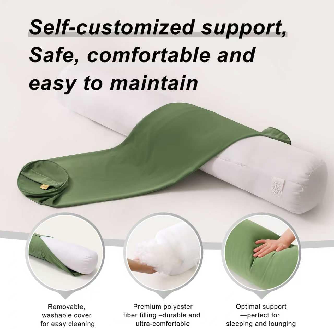 Body Pillow for Adults,Long Round Pillow,Big Cylindrical Pillow,Large Full Bolster Pillows for Side Sleepers (Steel Gray, 47.24"*7.87")