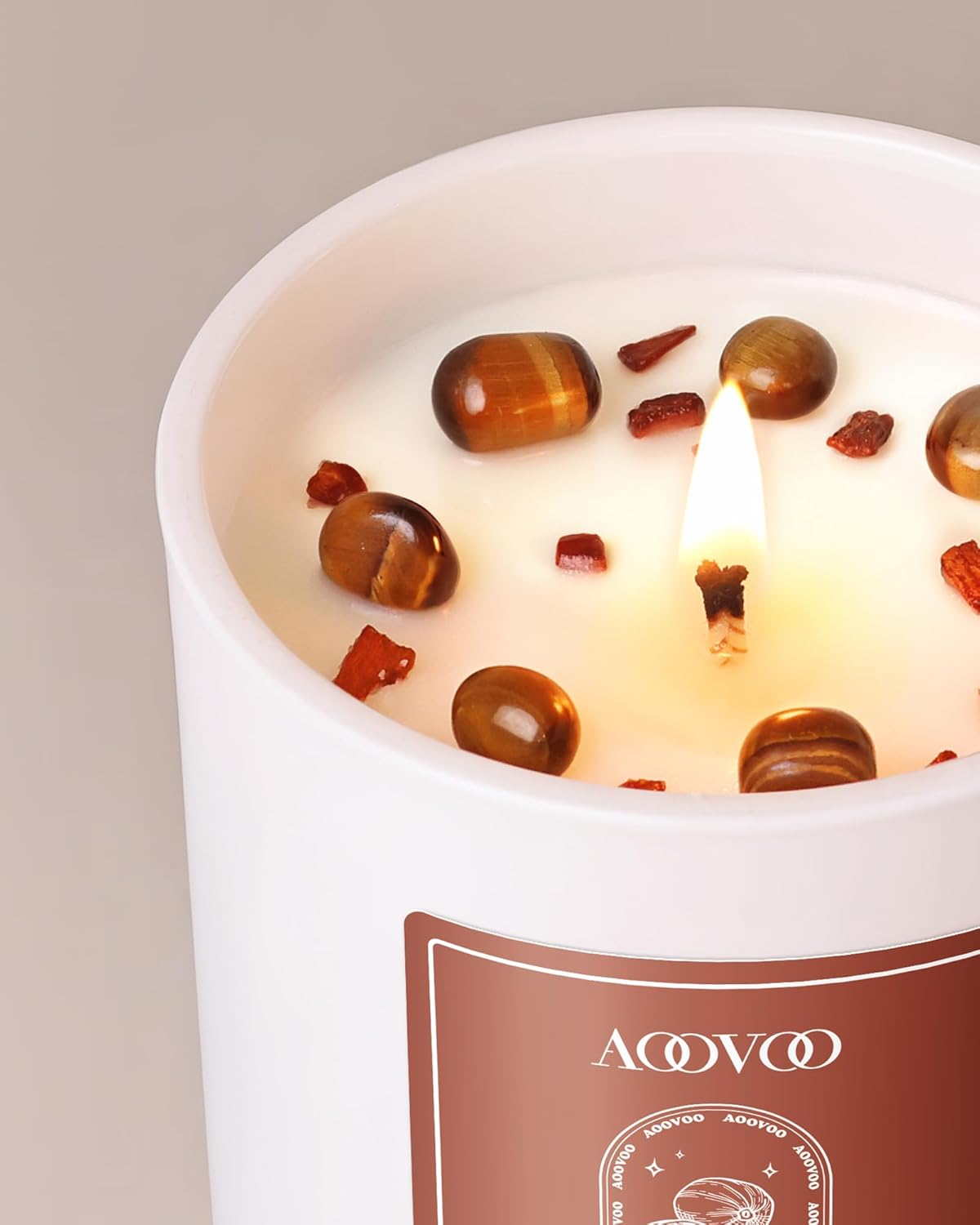AOOVOO Lavender Scented Candles for Women - Aromatherapy Candle with Crystals Inside, 10oz Soy Candles for Home Scented, Birthday Gifts Mothers Day Candle for Women Mom