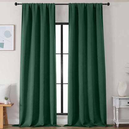 Simplebrand Ava Sage Green Blackout Curtains for Bedroom 63 Inch Length 2 Panels Set, Solid Thermal Insulated Energy Saving Rod Pocket Window Treatment Curtains Blackout Drapes, W40 x L63 Inch, Sage - Colors B