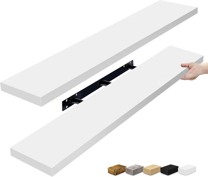 Sorbus Floating Shelves for Wall - 48 Inch Long Bathroom Shelves, Wall Decor for Bedroom, Kitchen, Living Room & Book Storage - Mounted Floating Shelf with Invisible Brackets (Maple Wood, 2 Pack)