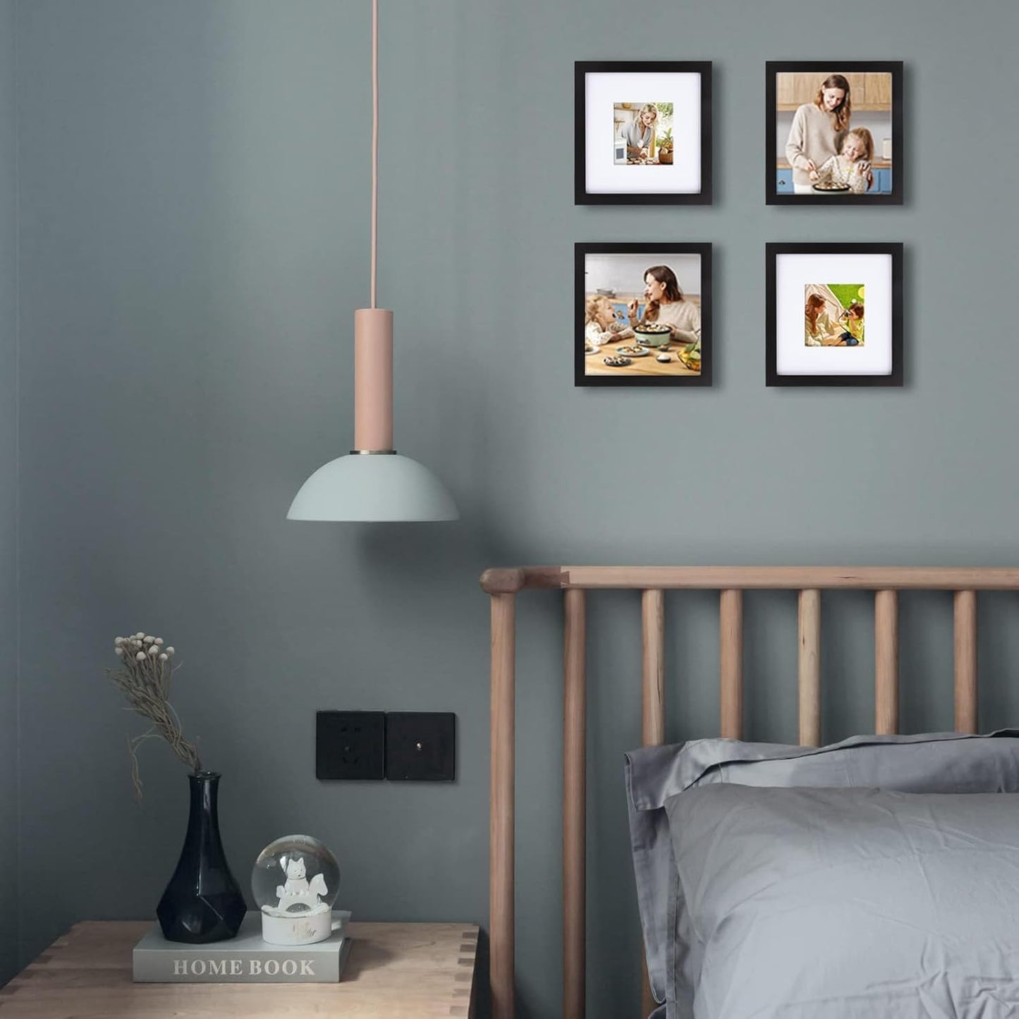 Egofine 12x16 Picture Frame Black, Covered by Plexiglass Made of Solid Wood, Display Pictures 9x12 and 11x14 with Mat or 12x16 Without Mat, for Wall Mounting Photo Frame - Colors B