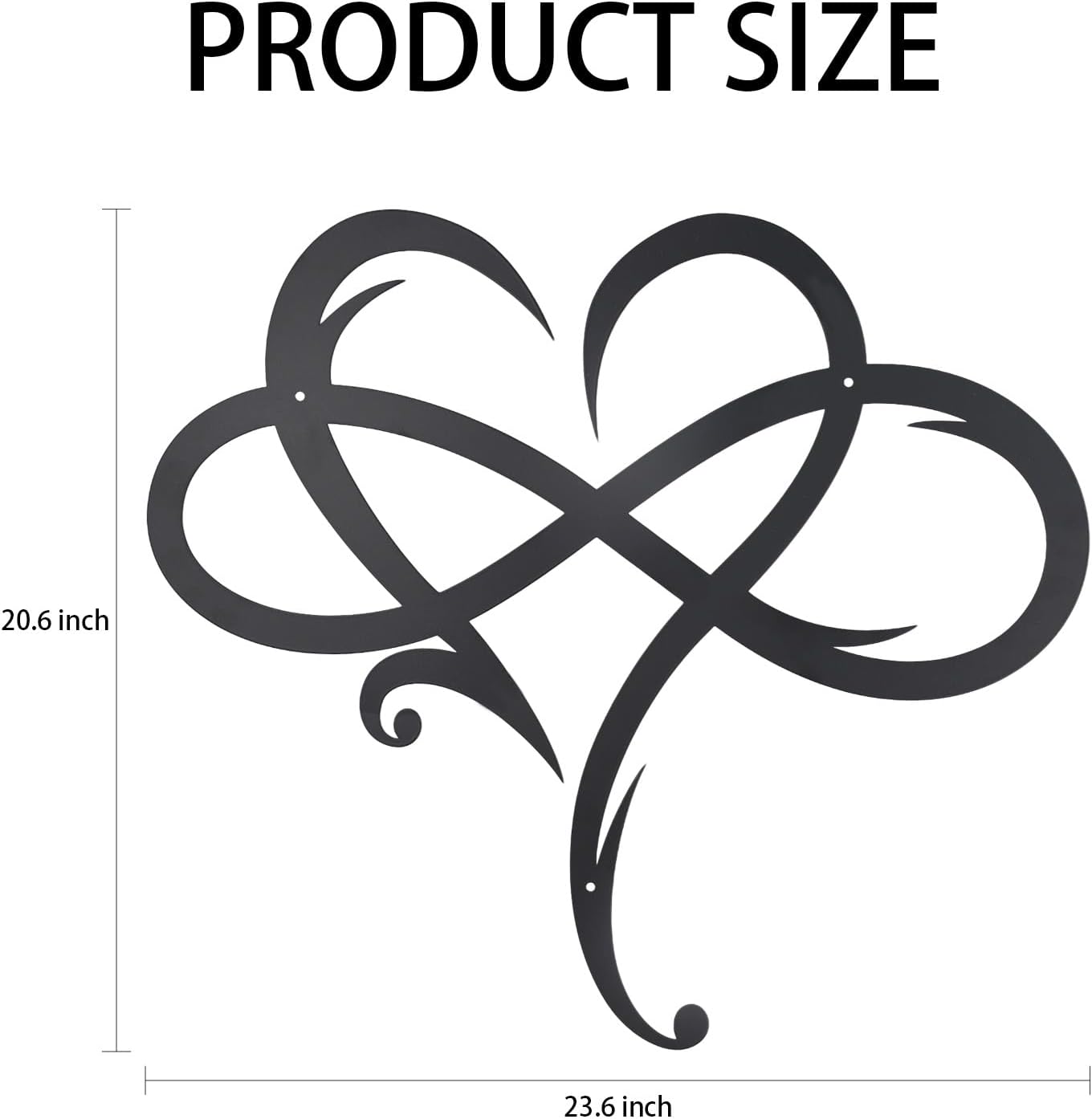 OYEFLY Infinity Heart Metal Wall Decor,Infinity Heart Wall Decor for Room Living,Wedding Decor (Black, style3 11.4 x 10.7in)