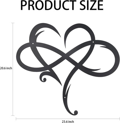 OYEFLY Infinity Heart Metal Wall Decor,Infinity Heart Wall Decor for Room Living,Wedding Decor (Black, style3 11.4 x 10.7in)