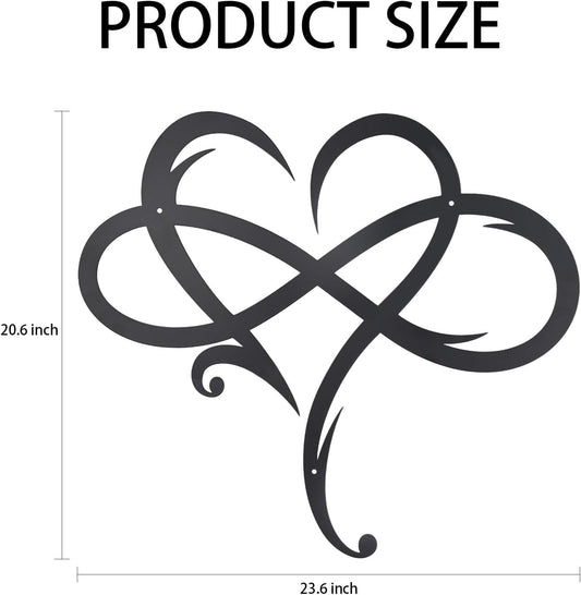 OYEFLY Infinity Heart Metal Wall Decor,Infinity Heart Wall Decor for Room Living,Wedding Decor (Black, style3 11.4 x 10.7in)