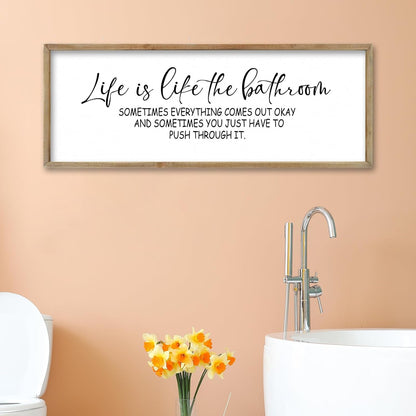 FZMHASLWW Gather Sign Wall Decor 32"×12" Large Wooden Framed for Dining Room Simple Home Kitchen Hanging Art (Wood)