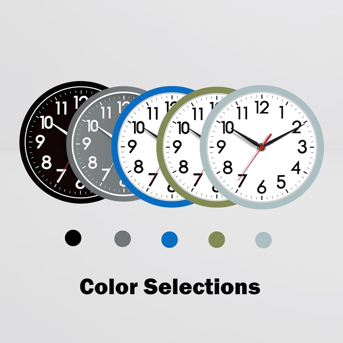 AKCISOT Wall Clock, Modern Small Wall Clocks Battery Operated 8 Inch, Silent Non-Ticking Analog Classic for Office, Home, Bathroom, Kitchen, Bedroom, School(Black)