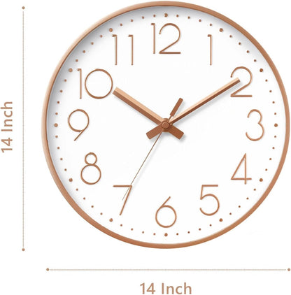 DAXSMY Wall Clock - 8 Inch Silent Non-Ticking Modern 3D Wall Clocks Battery Operated - Decorative Clock for Kitchen, Home Office, Bathroom, Bedroom(Rose Gold)