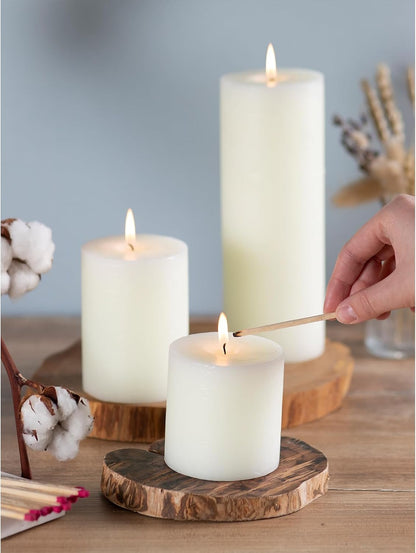 CANDWAX 3x4 inch Pillar Candles Set of 3 – Unscented Dripless Rustic Dark Blue Candles for Room Decor, Weddings, Centerpieces