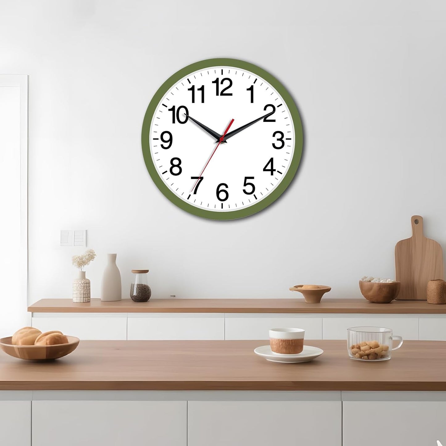 Rohioue Wall Clock Modern 8 Inch Battery Operated Silent Non Ticking Small Analog Clock for Living Room Office Home Bedroom Kitchen Bathroom(Black)