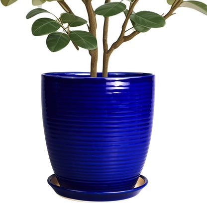 Ceramic Pots for Plants - 6 Inch Plant Pot with Drainage Hole and Saucer, Round Planters for Indoor Outdoor, Flower Pots, Modern Planter, Home Office Room Decor, Gifts for Plant Lovers, White