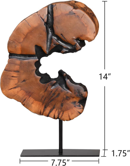 WELLAND Irregular Cedar Wood Sculpture 8.75" W x 1.75" D x 17.75" H Natural Edge Tabletop Statues, Handmade Ornaments, Décor for Living Room, Home Office, Bedroom,