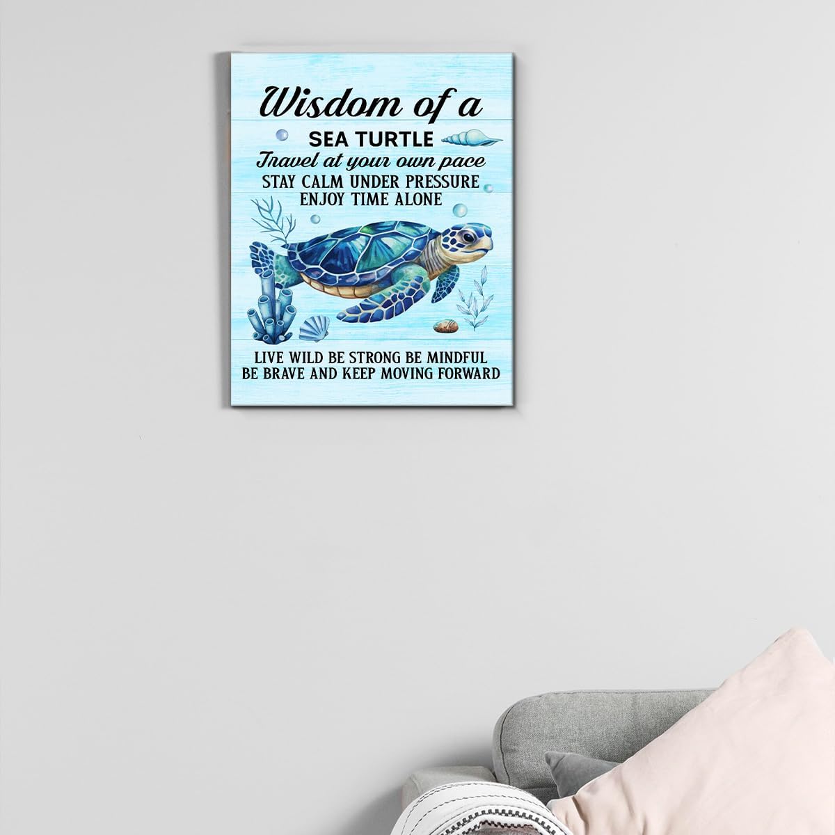 Inspirational Farmhouse Canvas Print Wall Art Decor One Small Positive Thought in the Morning Can Change Your Whole Day Sign Painting Plaque Rustic Home Decoration (8 X 8 Inches, Framed)