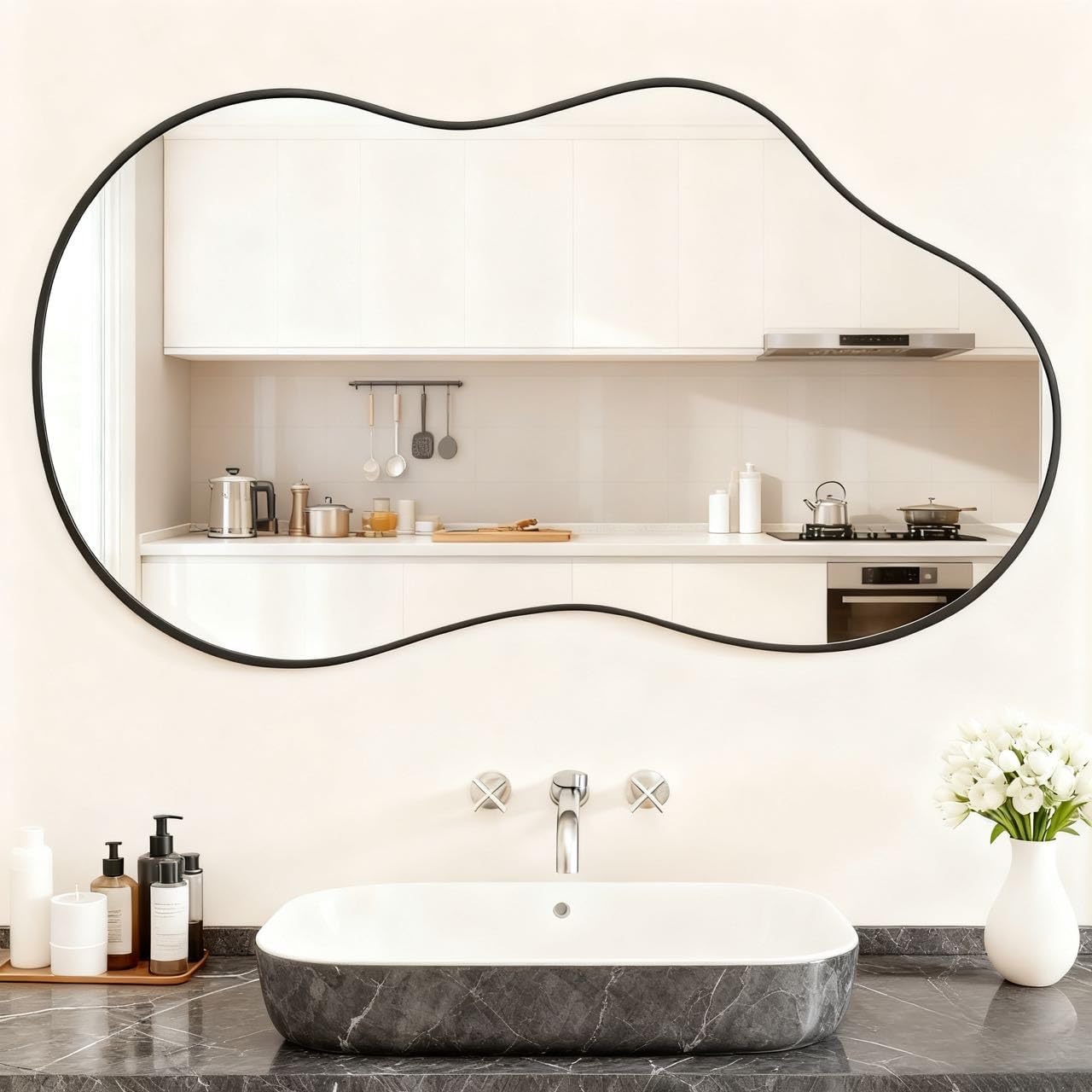 Itrue 12 Inch Small Round Decorative Wall Mirror, HD Silver-Coated Glass with Brushed Black Metal Frame, Minimalist Modern Accent Mirror for Vanity, Narrow Walls, Bathroom, Bedroom & Entryway