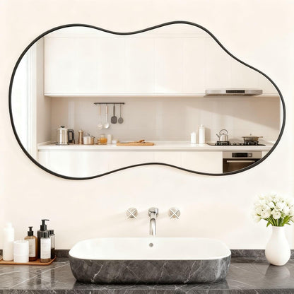 Itrue 12 Inch Small Round Decorative Wall Mirror, HD Silver-Coated Glass with Brushed Black Metal Frame, Minimalist Modern Accent Mirror for Vanity, Narrow Walls, Bathroom, Bedroom & Entryway