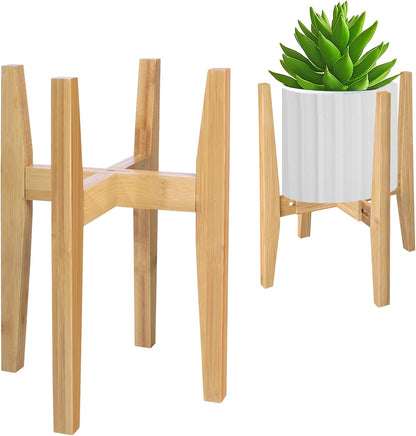 Rnined Adjustable Plant Stand Indoor,Bamboo Mid Century Modern Plants Stands, Stable Plant Holder,Fit 8 9 10 11 12 inch Pots (Pot & Plant Not Included)