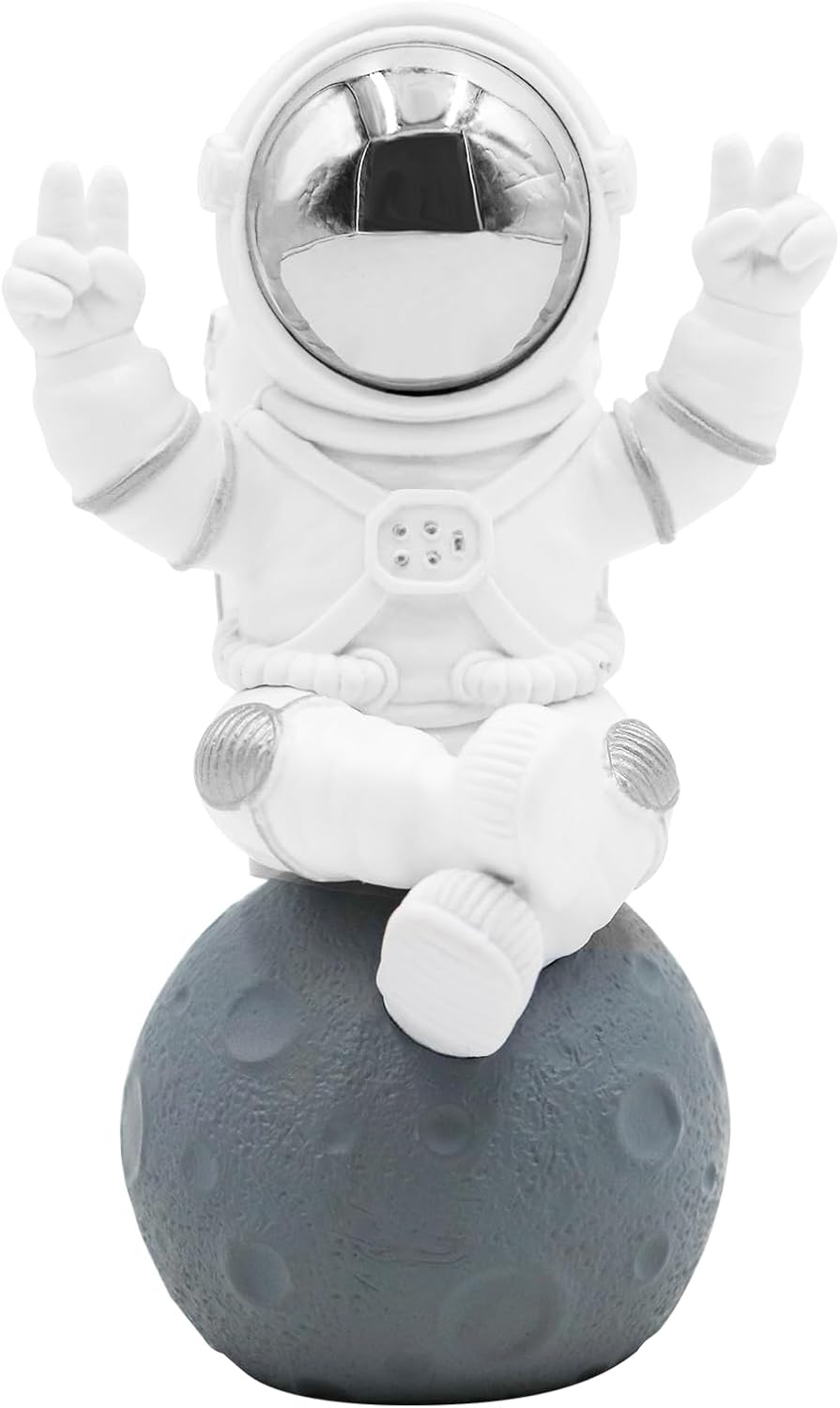 Astronaut Statue Decor, Resin Spaceman Figurine Decorations, Cute Mini Space Figure Ornament, Abstract Aesthetic Decorative Sculpture for Home Office Desk Shelf Tabletop - 2.9 Inch